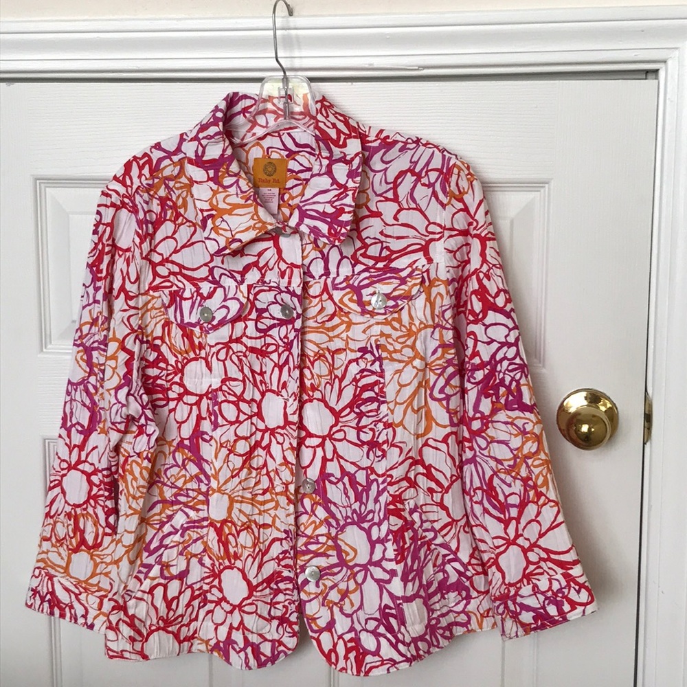 Ruby Road red, lilac and orange floral 3/4 sleeve